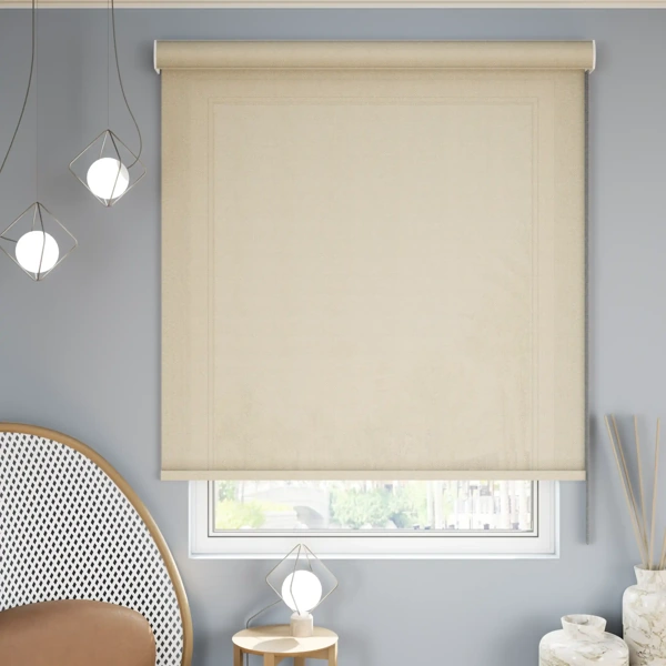 Modern dark gray Venetian blinds on a window